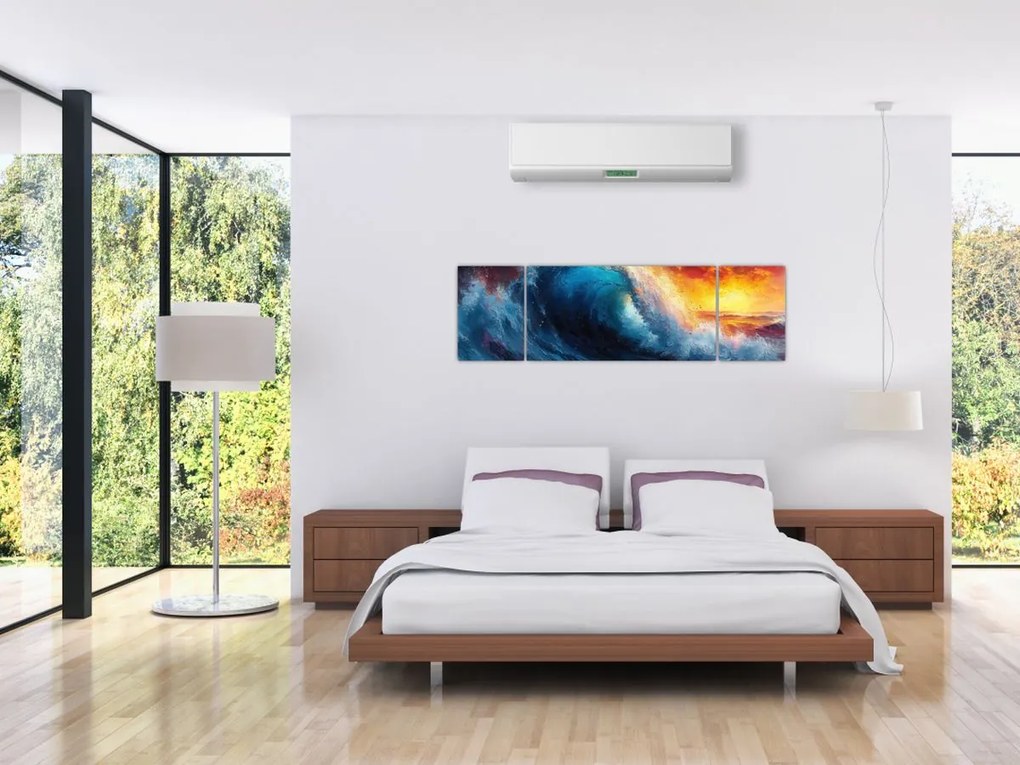 Obraz - Fala o zachodzie słońca (170x50 cm)