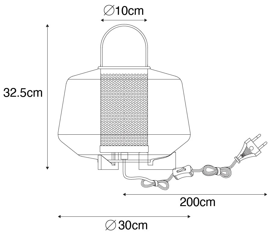 Lampa stołowa art deco czarna z przydymionym szkłem 30 cm - Kevin
