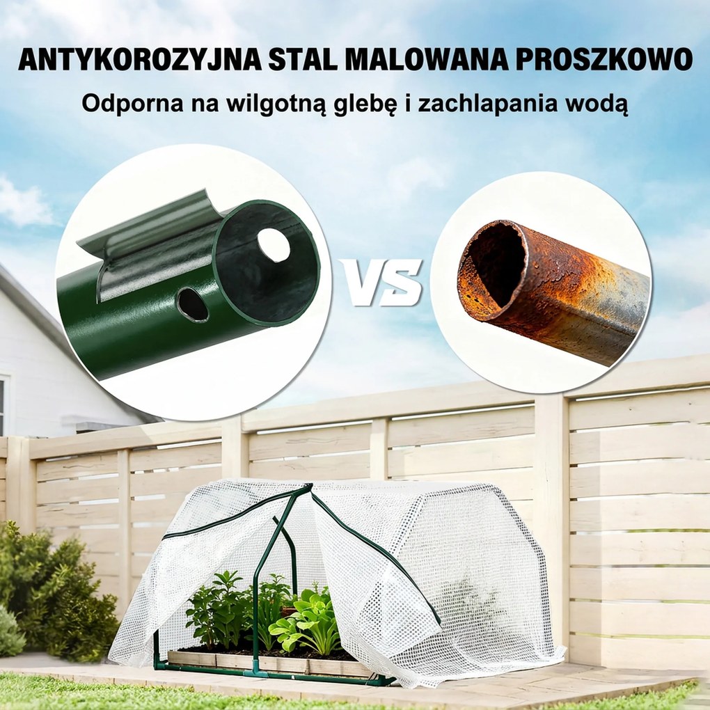 Outsunny Mini Szklarnia Tunel Foliowy Odporny na Warunki Atmosferyczne Łatwy Transport Zielony 99x71x60cm | Aosom PL