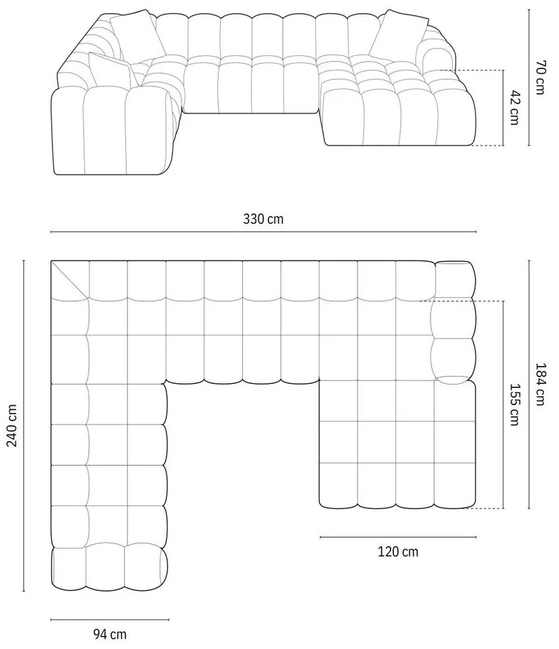 Narożnik z tkaniny szenilowej (lewostronny/w kształcie litery U) w kolorze terakoty Treno – Cosmopolitan Design