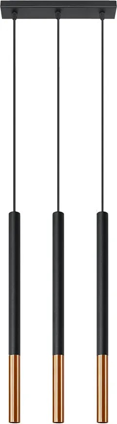 Czarno miedziana lampa wisząca potrójna EX720 B4-W46