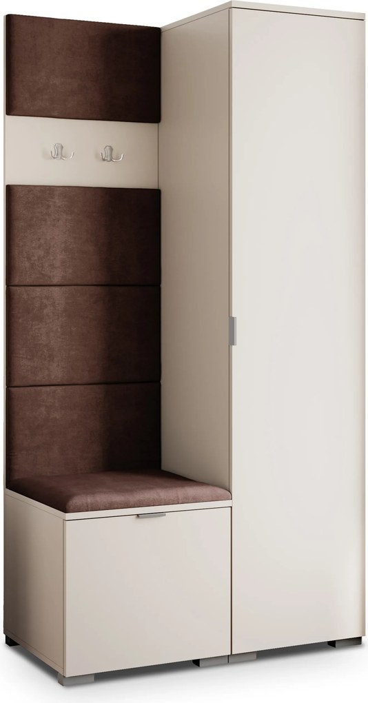 Masseno Garderoba LORI 95/181/51 cm Nowoczesna Szafa do Przedpokoju Kaszmir, MONOLITH 29 (Brązowy)
