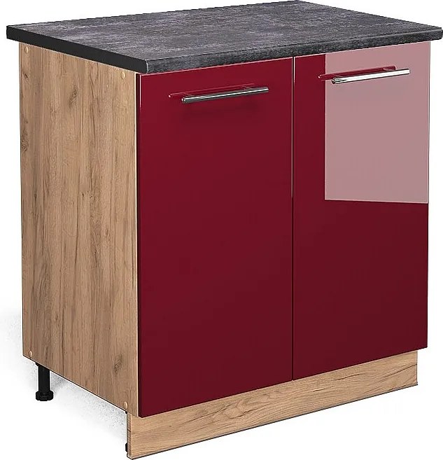 Szafki kuchenne bordowa czerwień wysoki połysk 80x60x82 fame-line