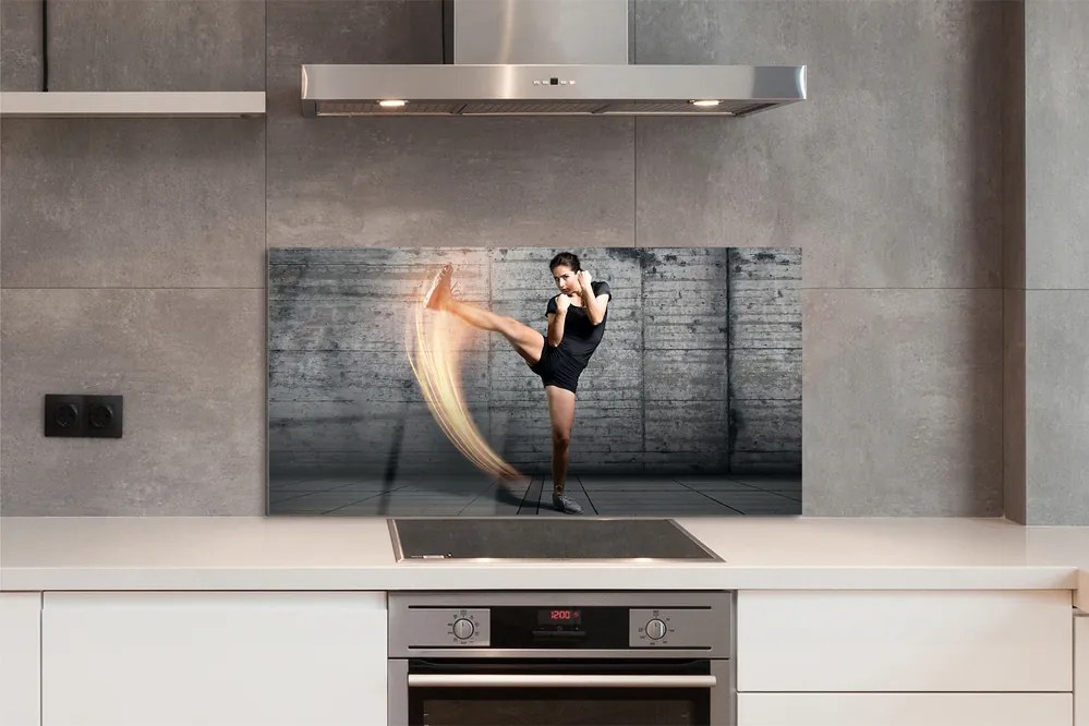 Szkło do Kuchni na Ścianę Kobieta Trenująca Fitness