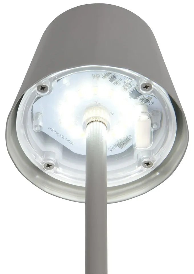 Szara lampa stołowa LED z metalowym kloszem (wysokość 21 cm) Diaz – Reality