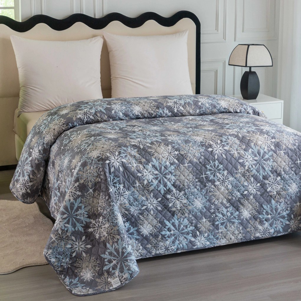 Narzuta na łóżko SNOWFLAKE, niebiesko-szary Rozmiar: 170 x 210 cm