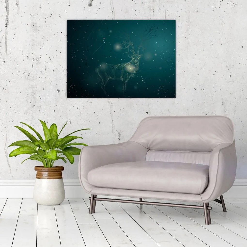 Obraz - Magiczny jeleń w nocy (70x50 cm)