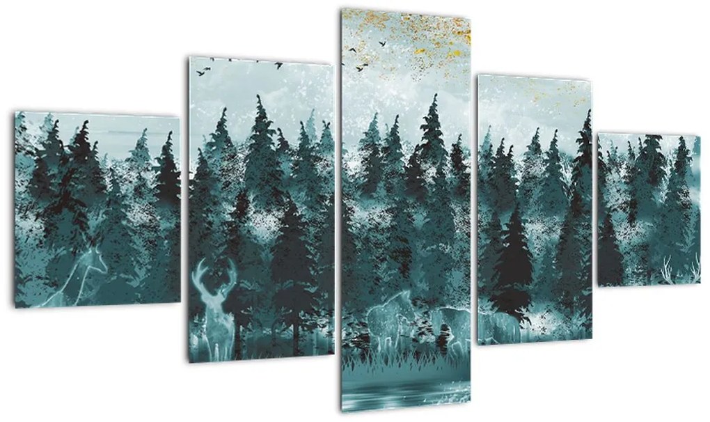 Obraz - Zwierzęta w lesie (125x70 cm)