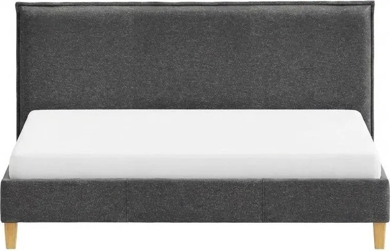 Ciemnoszare tapicerowane łóżko dwuosobowe ze stelażem 140x200 cm Tina – Ropez