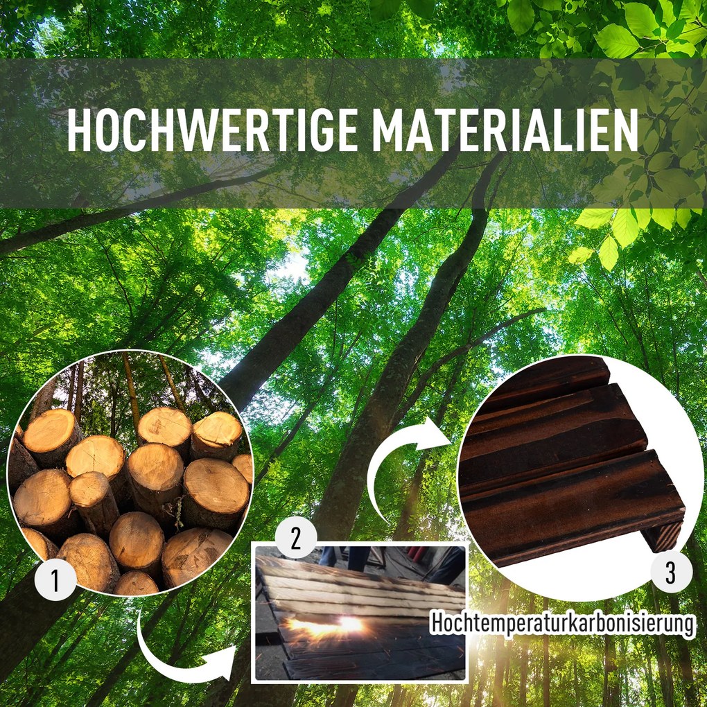 Outsunny Regał na Rośliny Drewniany Czteropoziomowy Kwietnik Karbonizowane Drewno Stojak na Kwiaty do Ogrodu | Aosom PL