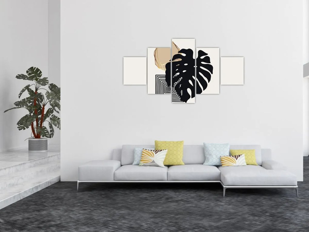 Obraz - Abstrakcja z tropikalnymi liśćmi N⁰2 (125x70 cm)