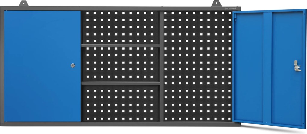 Szafka warsztatowa wisząca antracytowo-niebieska, 1200x600x200 mm: BEN
