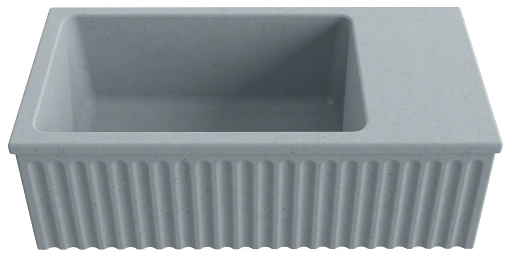 Umywalka betonowa ryflowana nablatowa / wisząca prostokątna 60 x 30 cm WELLE | różne kolory : Kolor - Ciemny szary, Typ montażu - podwieszana