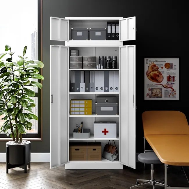 Szafa metalowa biurowa z 4 półkami biała, 1750x800x400 mm: JAN Compact