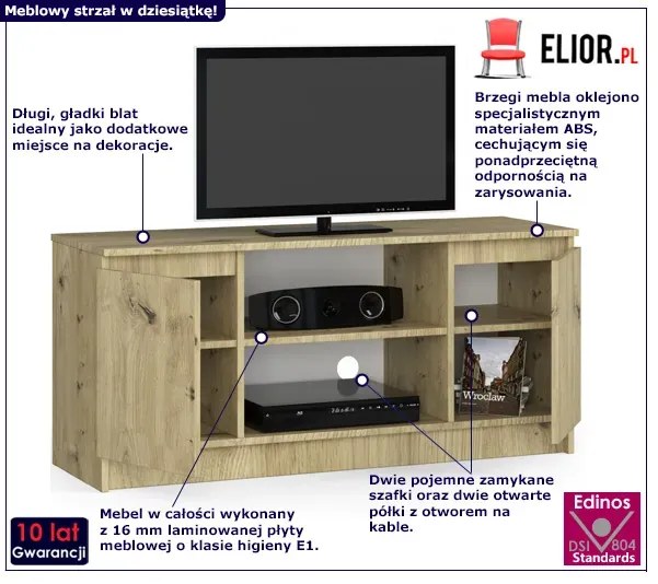 Szafka Rtv Z Półkami Dąb Artisan N1-F66