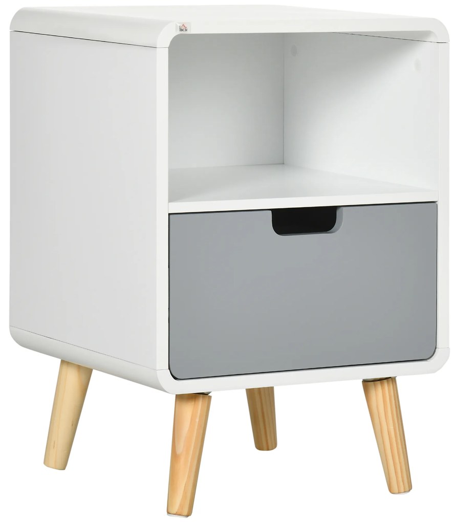 HOMCOM Komoda nocna z szufladą i otwartą półką, stolik nocny do sypialni i salonu, kolor biały, wymiary 40 x 38 x 58 cm