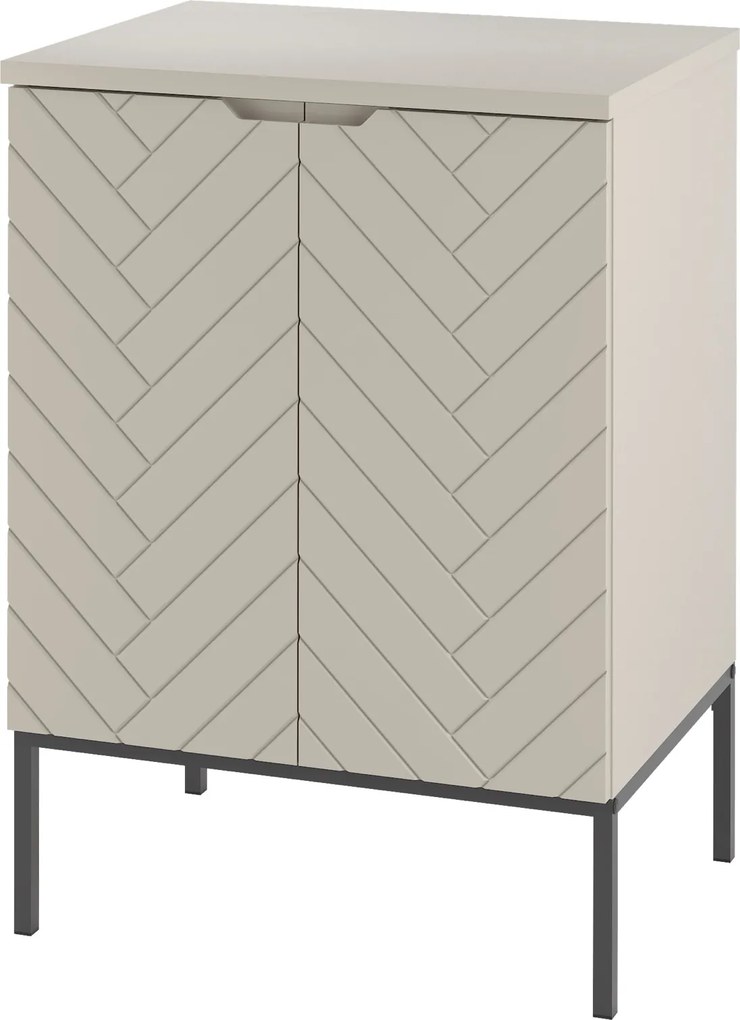 Szafka pod umywalkę nablatową Aspen 09, cashmere/czarny, 60 cm - zestaw 1