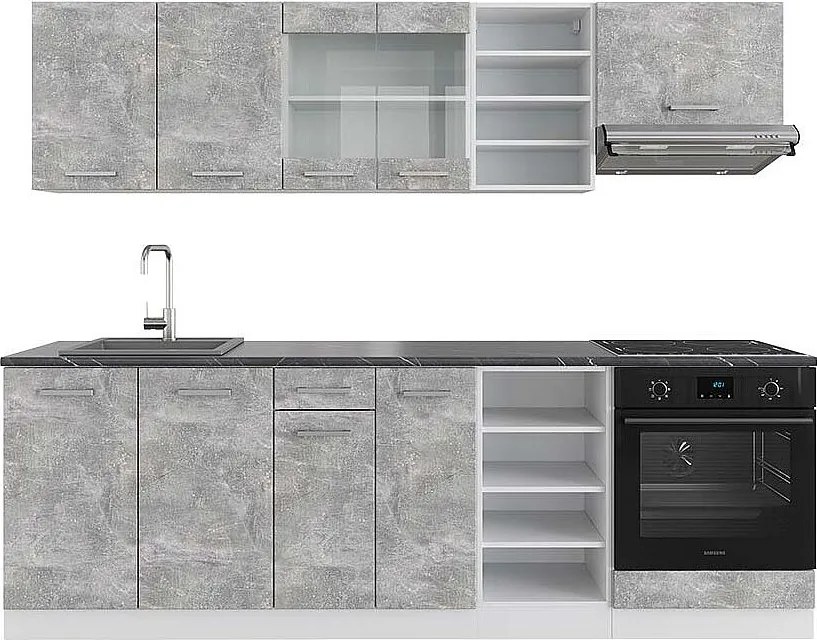 Zabudowa kuchenna beton/biały 240x60x81.6 r-line