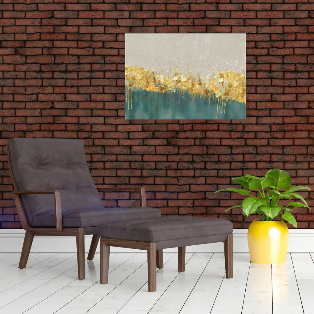 Obraz na szkle - Tekstura ze złotą dekoracją (70x50 cm)