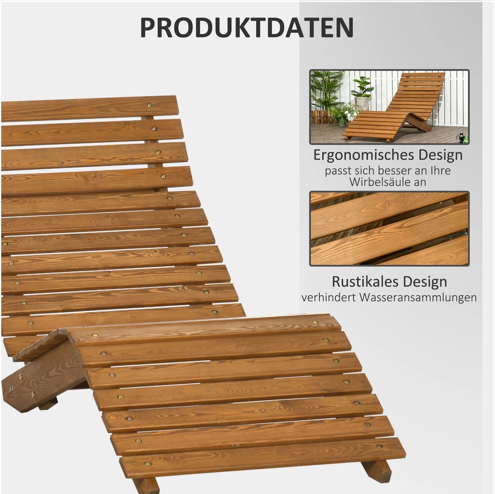 Outsunny leżak leżak, leżak ogrodowy na basen, balkon teak