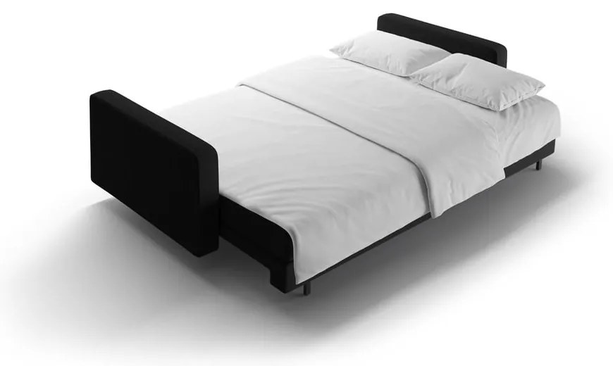 Czarna rozkładana sofa ze schowkiem 222 cm Bali – Cosmopolitan Design