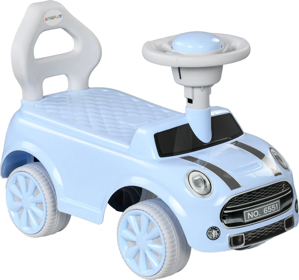 AIYAPLAY Samochód na Pchacza dla Dzieci, Ochrona Przed Przewróceniem, Oparcie, Klakson, Antypoślizgowe Siedzisko, Jasnoniebieski
