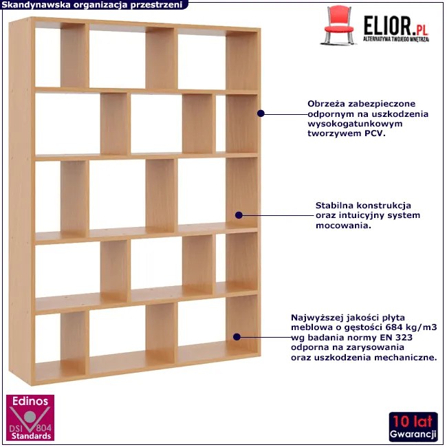 Minimalistyczny regał w kolorze buk wiszący lub stojący C1-M57