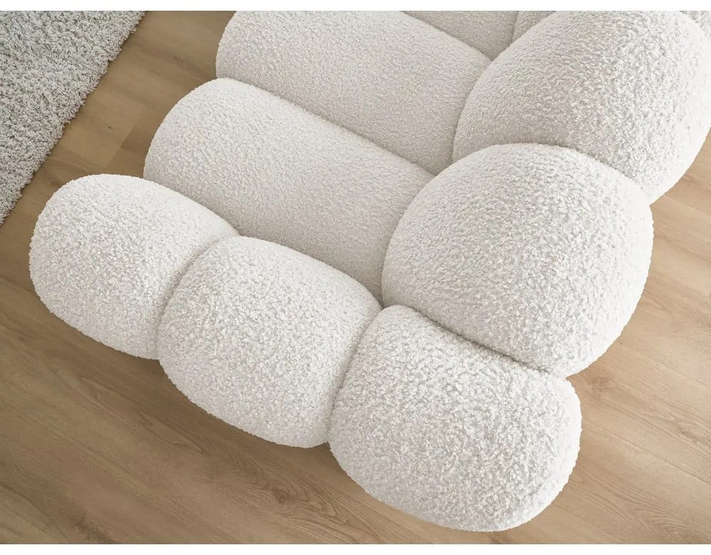 Biała sofa z materiału bouclé 232 cm Hippolyte – Bobochic Paris