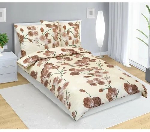 Bellatex Pościel bawełniana Ogród beżowy, 140 x 200 cm, 70 x 90 cm