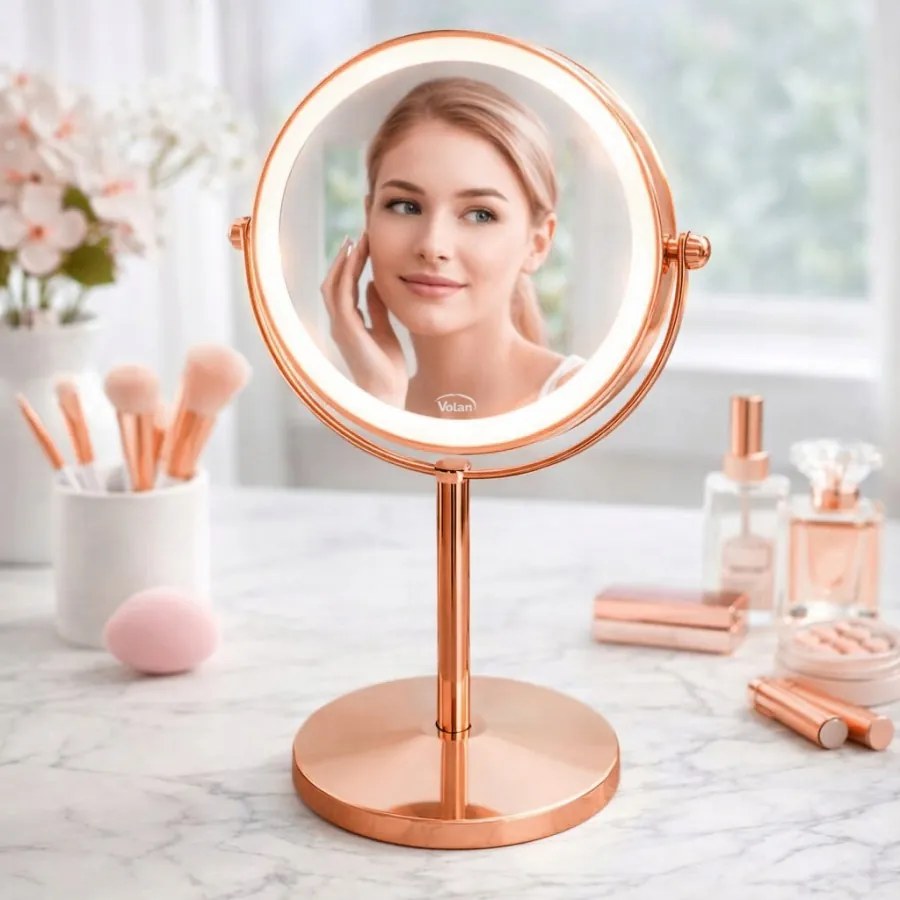 Lusterko Do Makijażu PREMIUM Kosmetyczne POWIĘKSZAJĄCE 10X Podświetlane LED