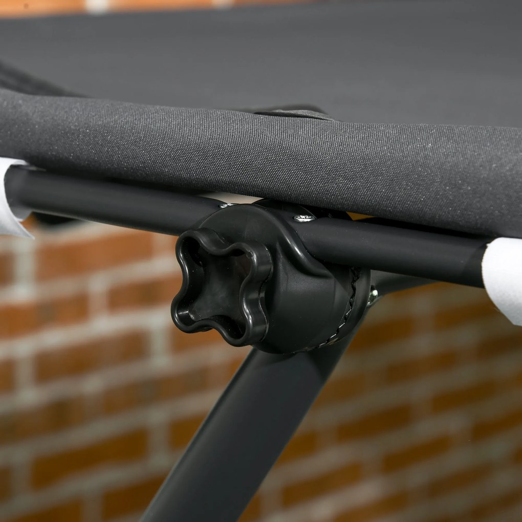 Outsunny Podwójna Leżanka dla 2 Osób z Baldachimem i Poduszkami, 200 cm x 139 cm x 140 cm, Ciemnoszary | Aosom PL