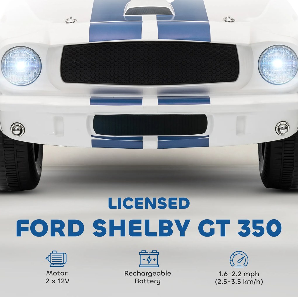 AIYAPLAY Elektryczne auto dla dzieci 12V z pilotem 2,4 GHz, 2 silniki, klakson, LED, muzyka, Biały