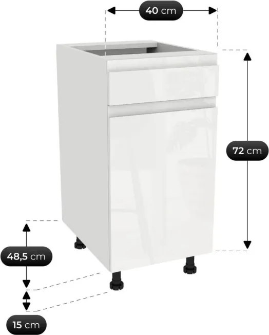 Zestaw Mebli Kuchennych MODERN 200 cm Biały Połysk Nowoczesny