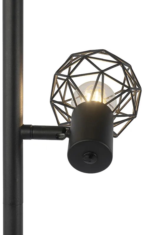 Designerska lampa podłogowa czarna 3-światłowa regulowana - Mesh Nowoczesny Oswietlenie wewnetrzne