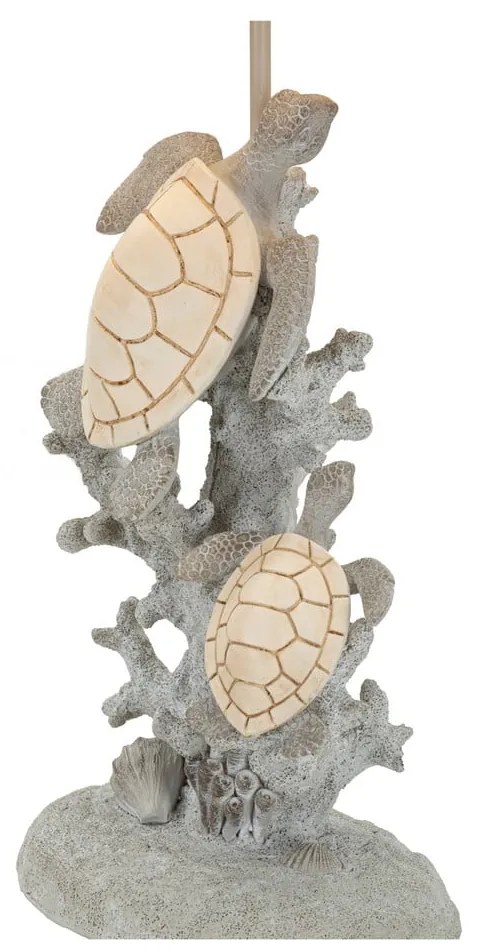 Biało-szara lampa stołowa z tekstylnym kloszem (wysokość 63,5 cm) Turtle – Mauro Ferretti