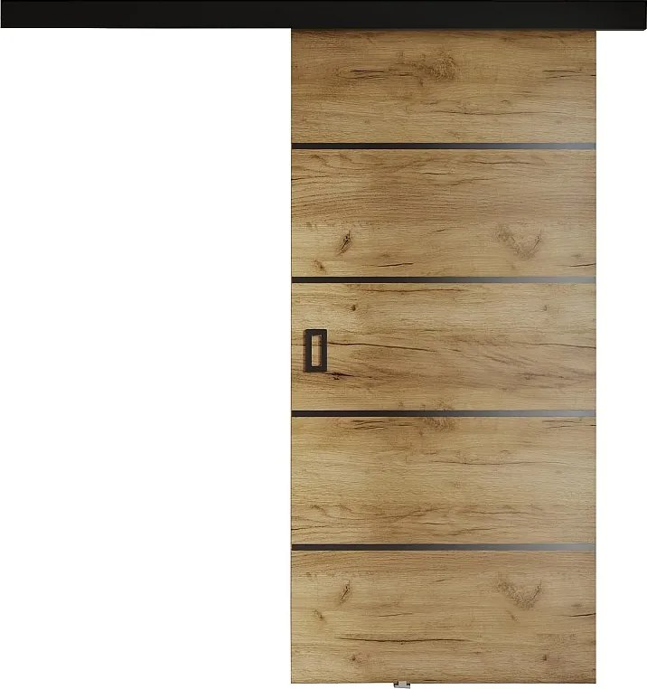 Drzwi przesuwne z maskownicą WERDI PLUS 80 dąb craft złoty