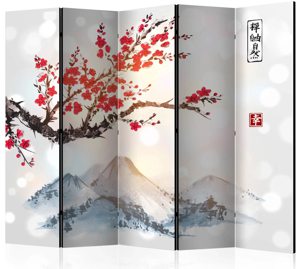 Parawan akustyczny Orient 225x172 cm 5-częściowy biały ARTGEIST B
