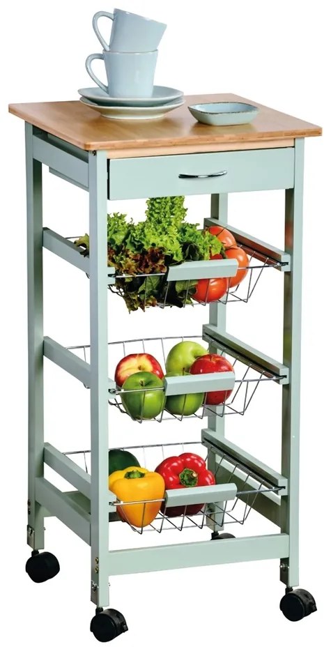 Kesper 25813 Wózek kuchenny z blatem roboczym, 77 x 36 x 36 cm