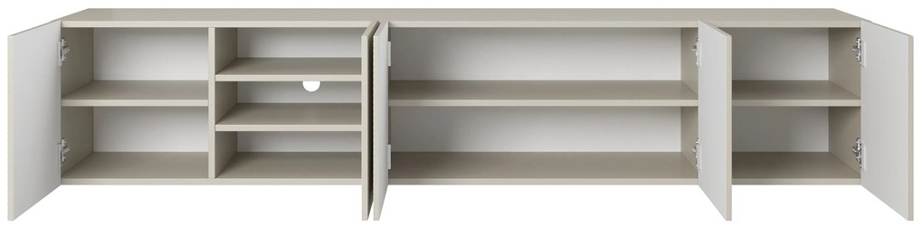 Szafka RTV wisząca Asha 200 cm z ryflowanym frontem - kaszmir