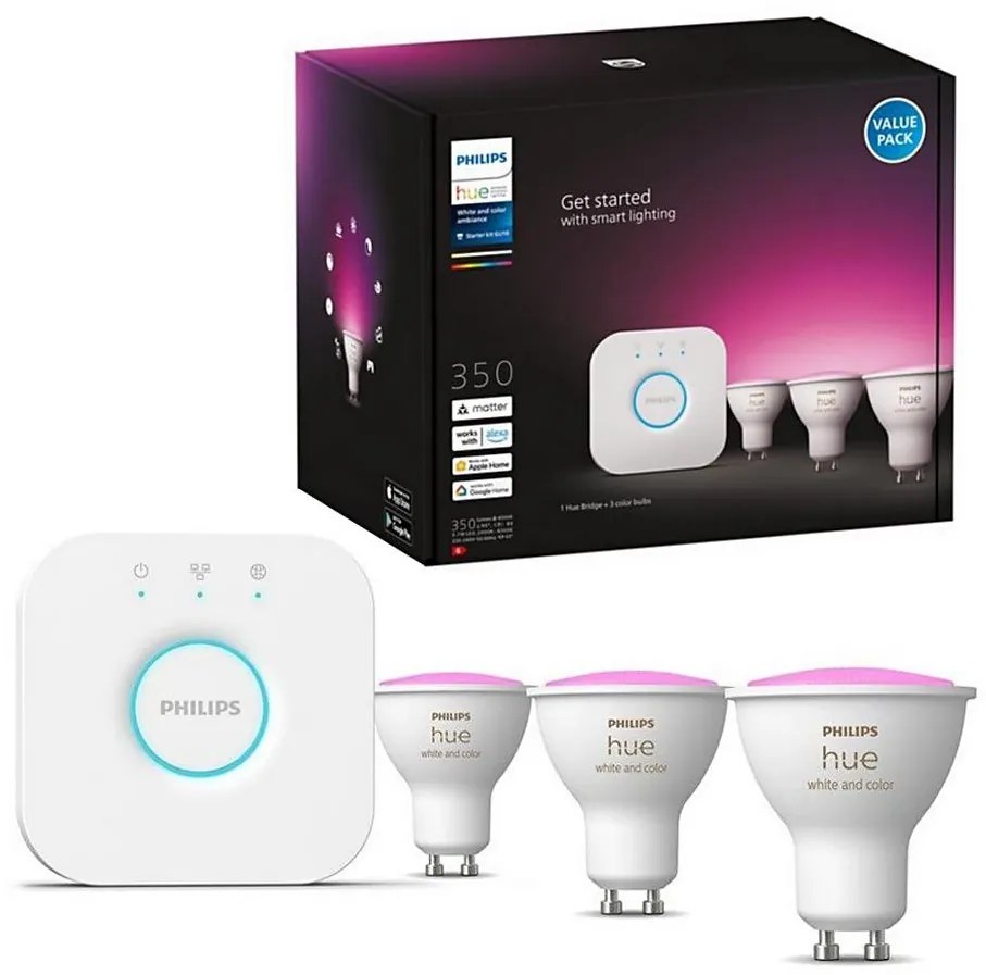 Podstawowy zestaw Philips Hue WACA 3xGU10/5,7W 2000-6500K + mostek
