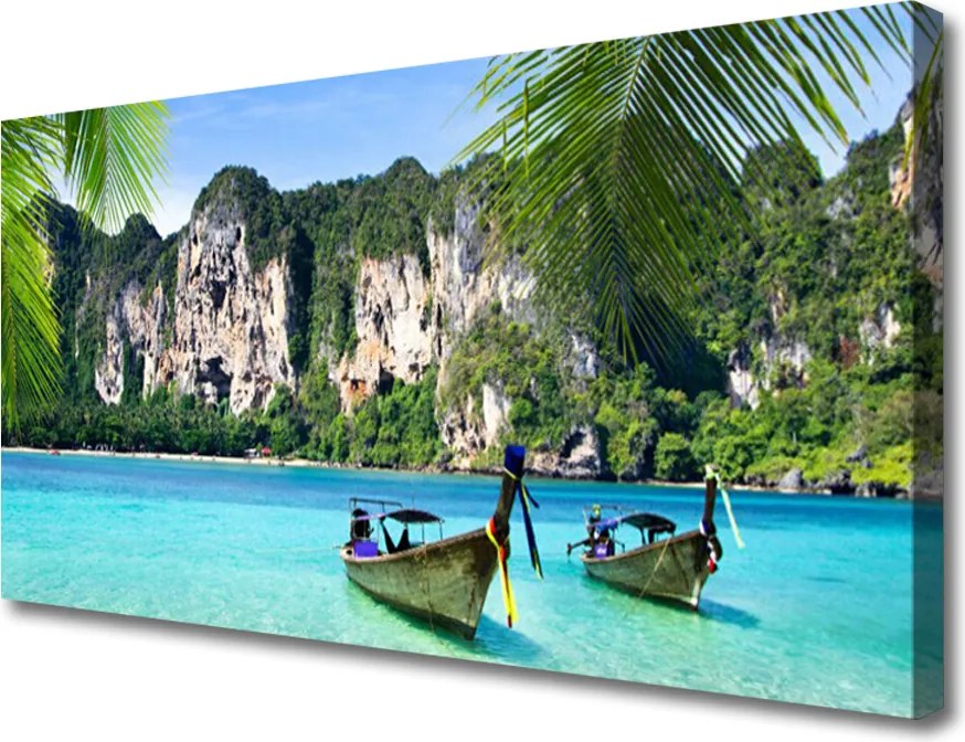 Obraz canvas Kolorowe Łodzie na Falach