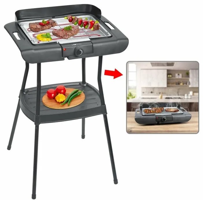 Clatronic BQS 3508 Grill stojakowy/stołowy BBQ s odkládací poličkou
