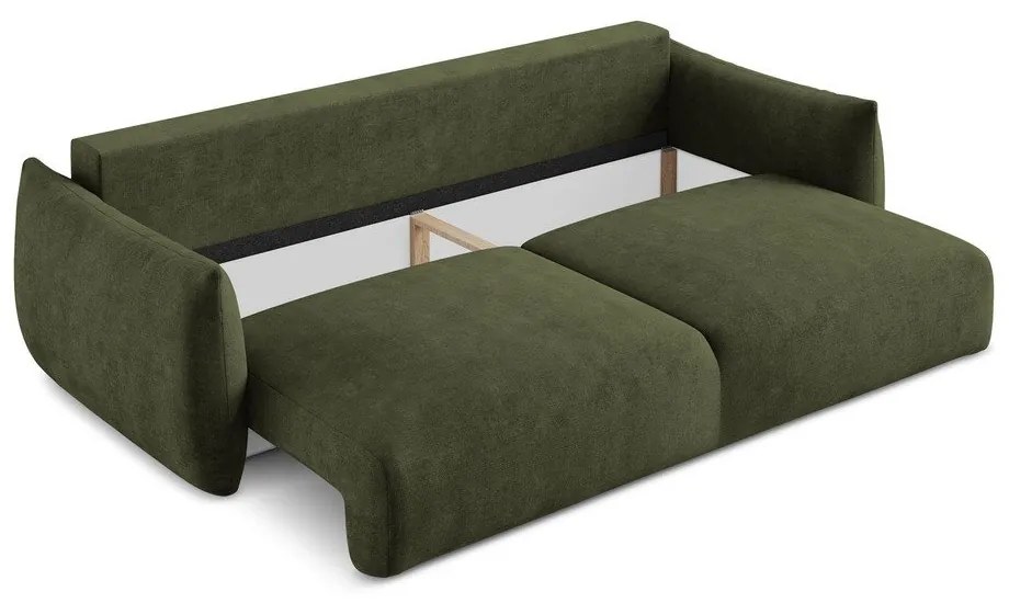Zielona rozkładana sofa z tkaniny szenilowej 230 cm Leila – Makamii
