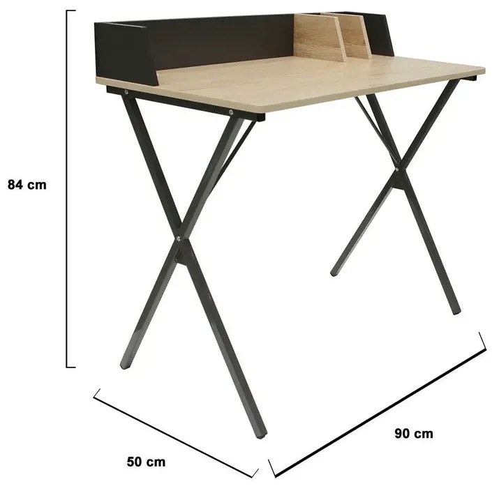 Biurko w stylu loftowym czarny + naturalne drewno A3-M36