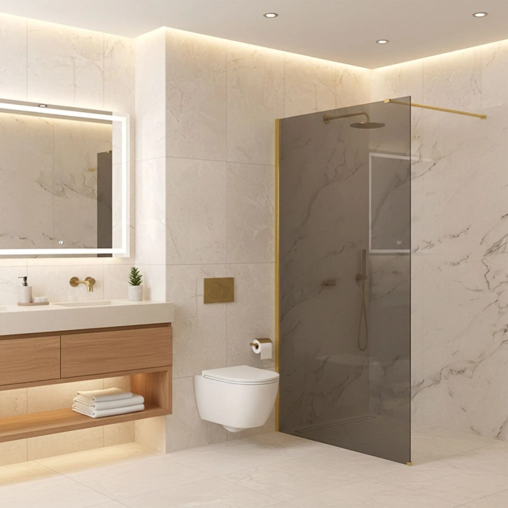 Kabina prysznicowa Walk-In Rea Flexi Grey / Gold 140