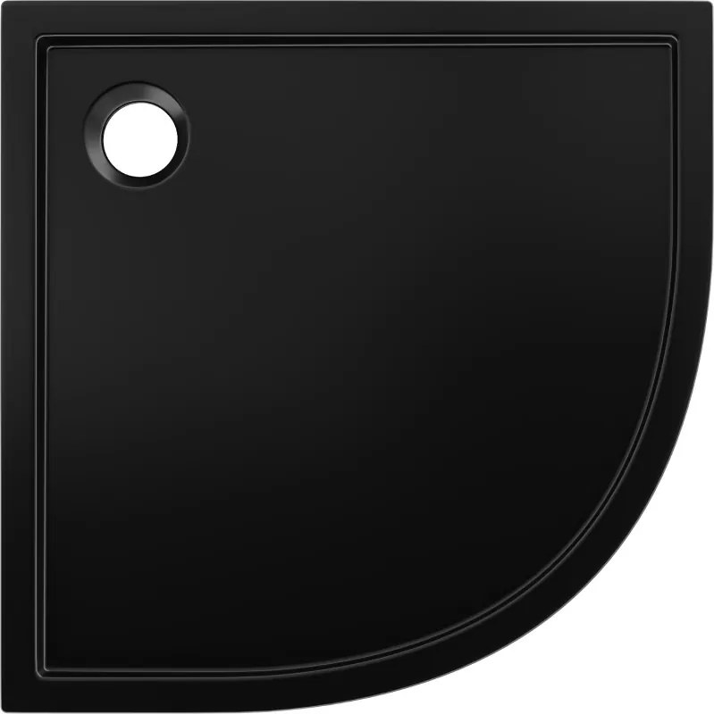 Mexen Flow brodzik półokrągły slim 90 x 90 cm, czarny mat - 46Q709090