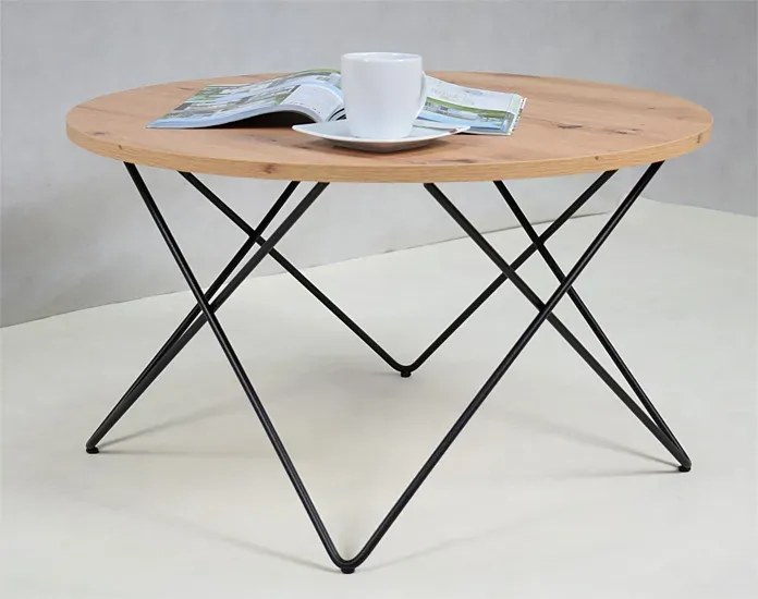 Industrialny stolik kawowy dąb artisan - Noemi 4X