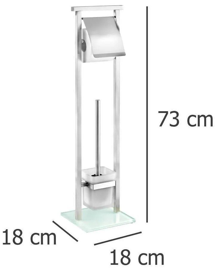 Uchwyt z osłonką na papier toaletowy i szczotka do WC z pojemnikiem szklanym, stojak łazienkowy - WENKO