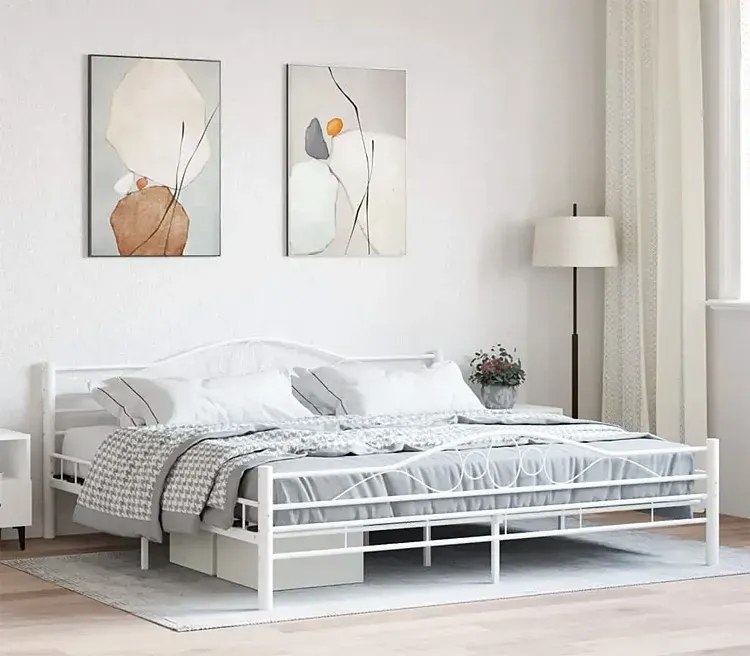 Białe metalowe łózko loftowe 200x200 cm - Audun