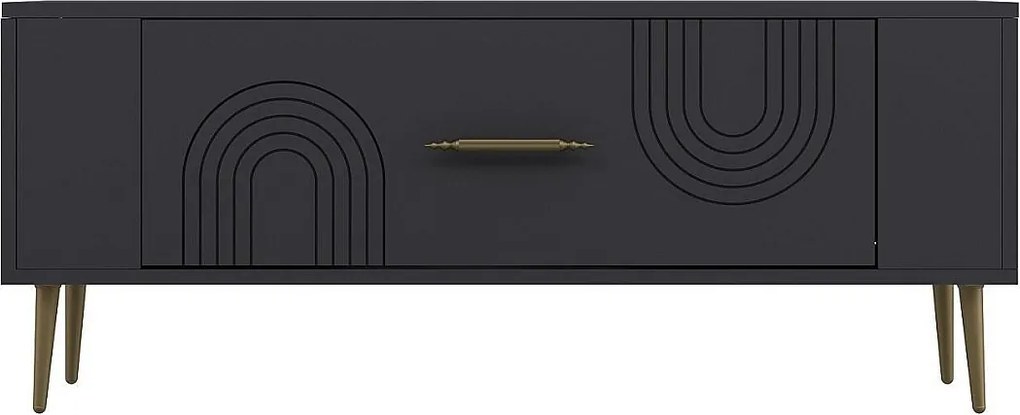 Szafka RTV – 120 cm x 48,2 cm x 26,4 cm – Antracyt i złoto – Płyta wiórowa